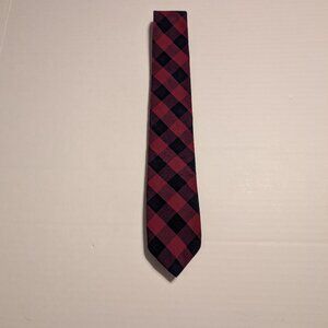 J. Crew Red and Black Check Tie, 100% Cotton